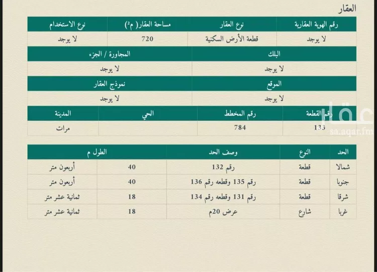 أرض للبيع في شارع شارع الشيخ ابراهيم عبد الله  العنقري, حي العزيزية1, مدينة مرات, منطقة الرياض
