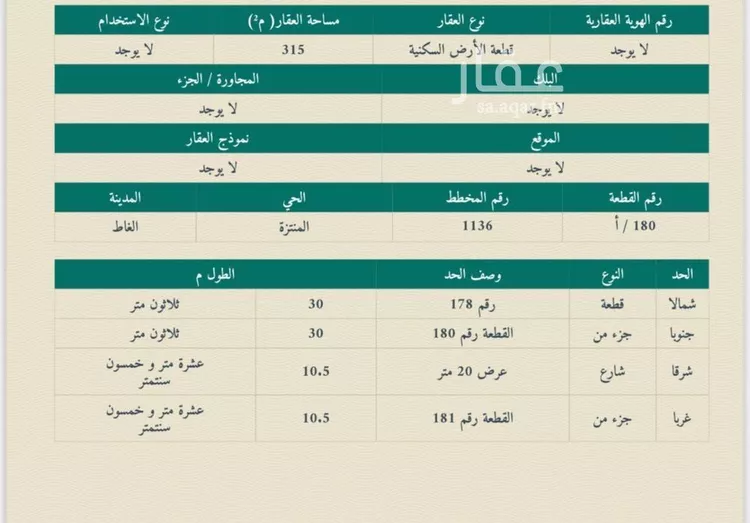 أرض للبيع في شارع الحباب بن عبدالله بن ابي ابن سلول, حي المنتزة, مدينة الغاط, منطقة الرياض
