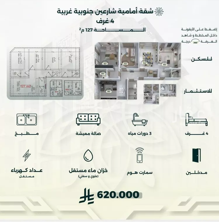 شقة للبيع في شارع احمد زين, حي الروضة, مدينة جدة, منطقة مكة المكرمة