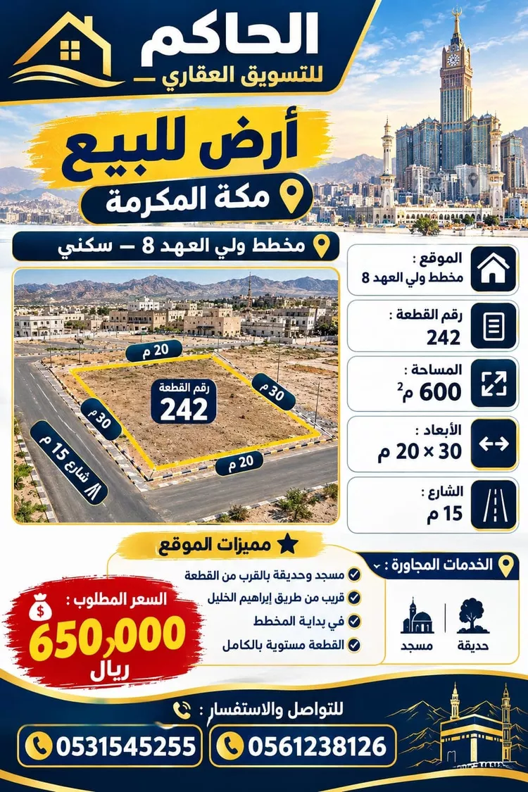أرض للبيع في شارع ابن الربيب, حي القشاشية الجديد, مدينة مكة المكرمة, منطقة مكة المكرمة
