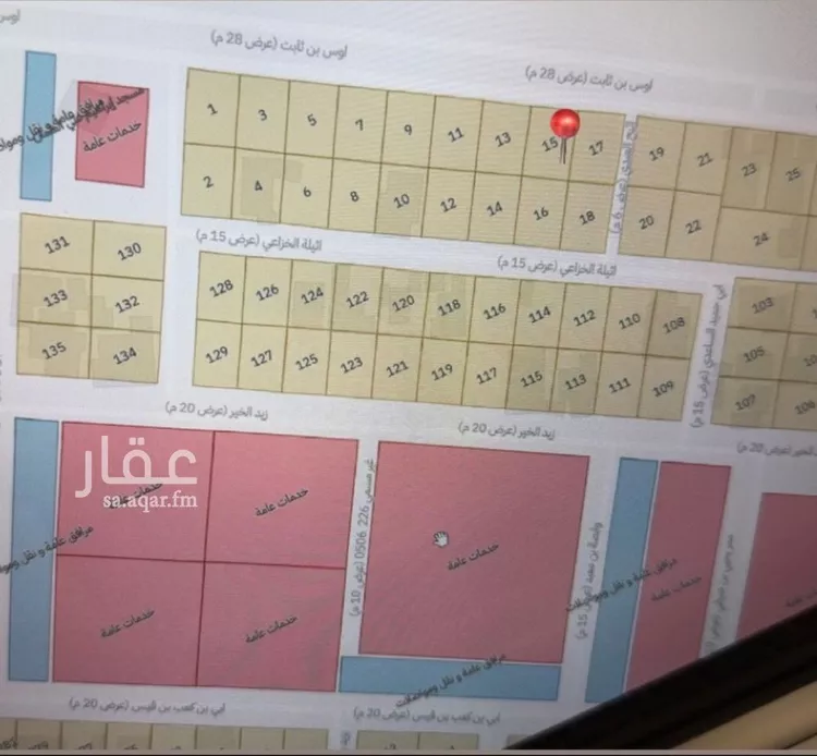 أرض للبيع في شارع اوس ابن ثابت, حي الملك سلمان, مدينة المجمعة - تمير, منطقة الرياض صورة 2