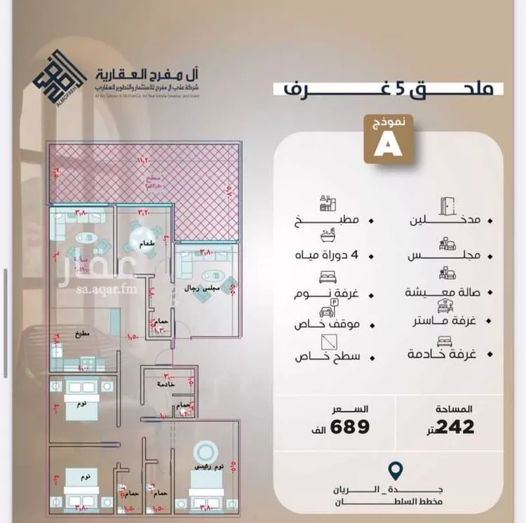 شقة للبيع في شارع أحمد بن رمضان المرزوقي, حي الريان, مدينة جدة, منطقة مكة المكرمة صورة 2