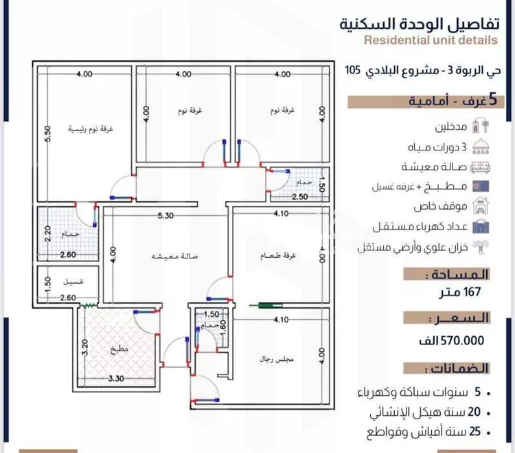 شقة للبيع في شارع الحسين بن رواحة, حي الربوة, مدينة جدة, منطقة مكة المكرمة