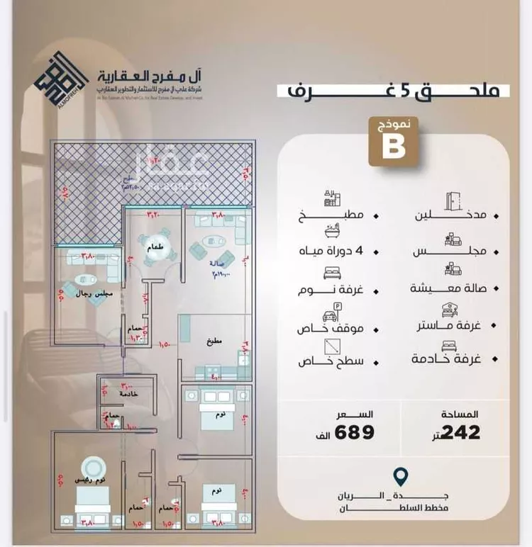شقة للبيع في شارع أحمد بن رمضان المرزوقي, حي الريان, مدينة جدة, منطقة مكة المكرمة صورة 3