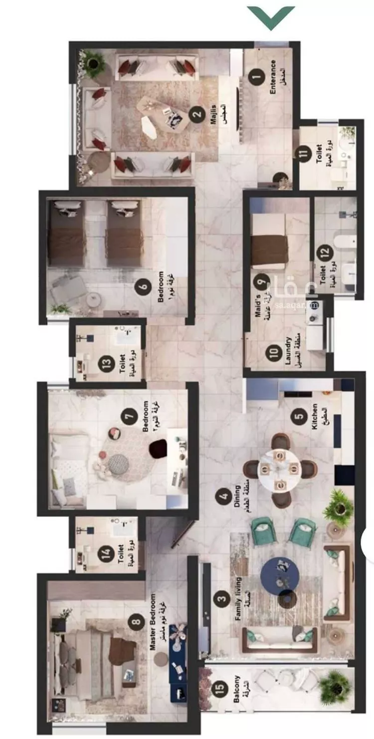 شقة للإيجار في شارع 8 السيف, حي السيف, مدينة الدمام, المنطقة الشرقية