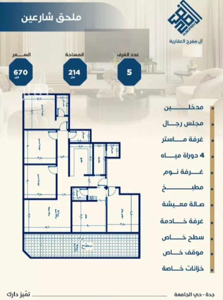 شقة للبيع في شارع ابن الشرف, حي الجامعة, مدينة جدة, منطقة مكة المكرمة صورة 2