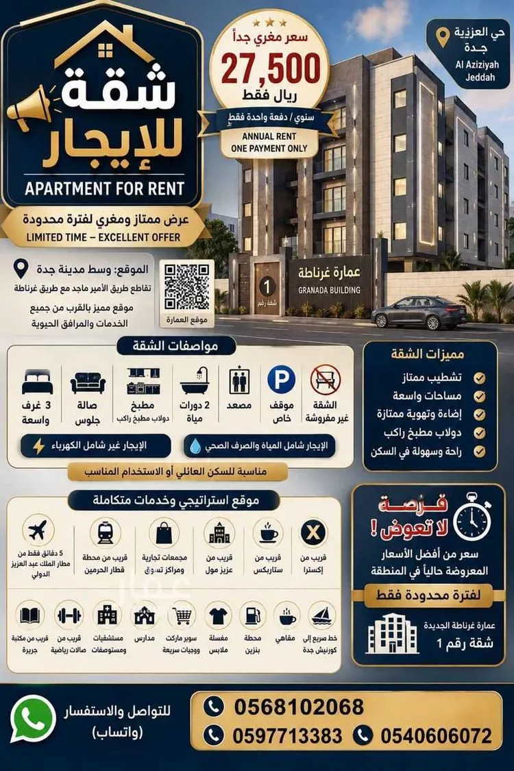شقة للإيجار في شارع الحسن البدري, حي العزيزية, مدينة جدة, منطقة مكة المكرمة صورة 4