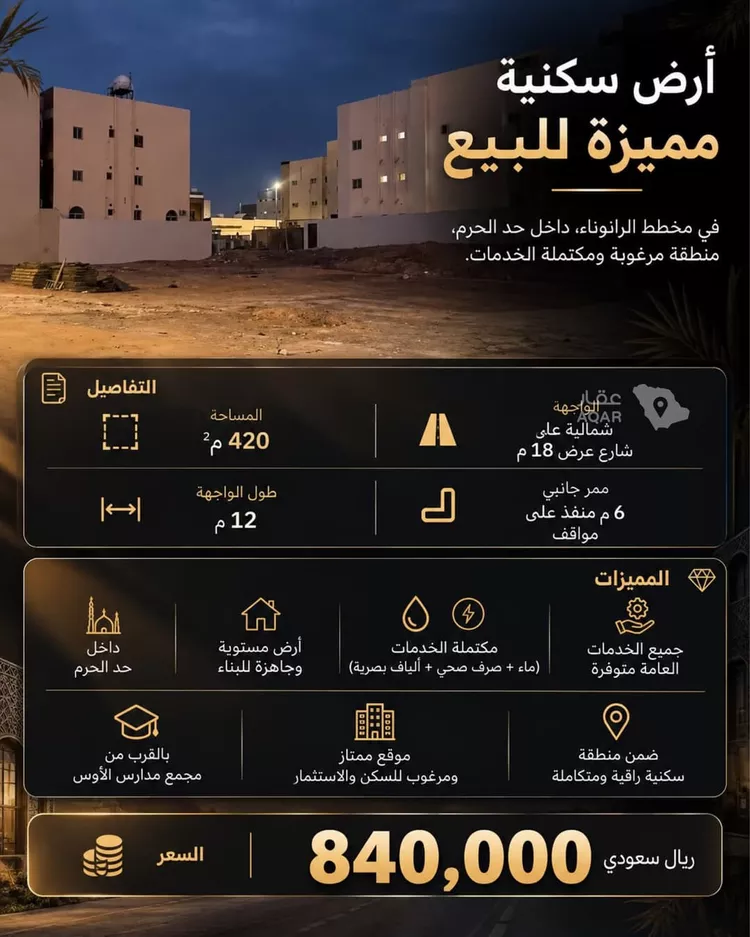 أرض للبيع في شارع ابو الحسن السراج, حي الرانوناء, مدينة المدينة المنورة, منطقة المدينة المنورة