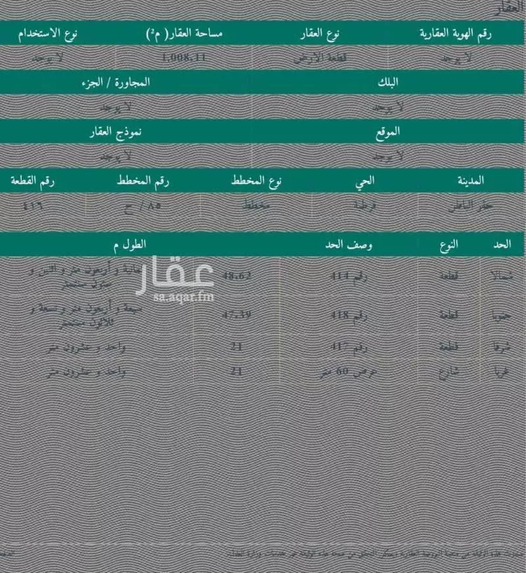 أرض للبيع في شارع الملك عبد العزيز, حي قرطبة, مدينة حفر الباطن, المنطقة الشرقية
