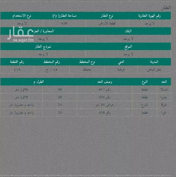 أرض للبيع في شارع الملك عبد العزيز, حي قرطبة, مدينة حفر الباطن, المنطقة الشرقية صورة 3