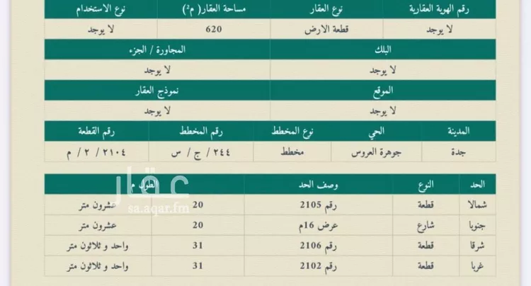 أرض للبيع في حي الجزيرة, مدينة جدة, منطقة مكة المكرمة صورة 2