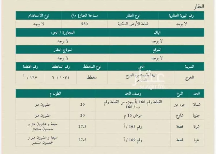 أرض للبيع في شارع جميل بن جمح, حي الهدا, مدينة الخرج, منطقة الرياض