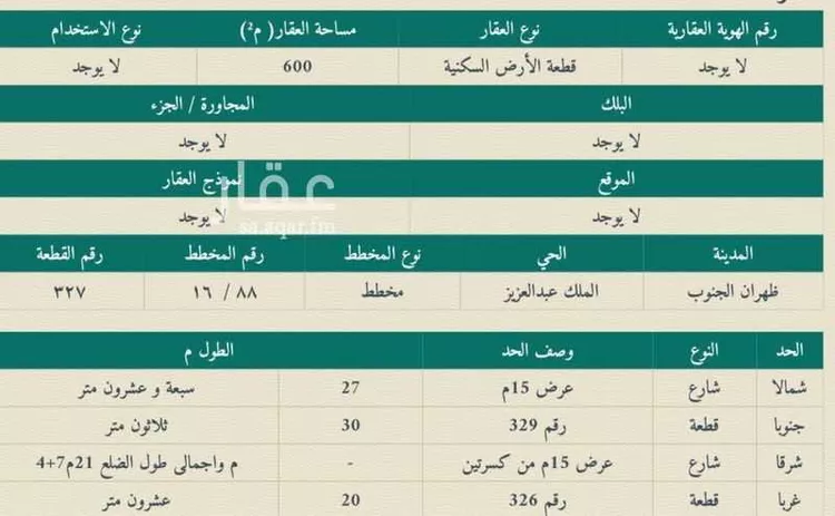 أرض للبيع في حي الملك عبدالعزيز, مدينة ظهران الجنوب, منطقة عسير صورة 3