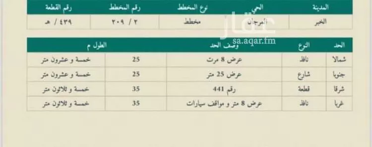 أرض للبيع في شارع عبدالله ابن مظعون ، حي العقيق ، الخبر ، الخبر