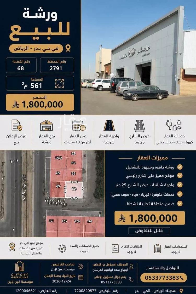 Workshop for sale in Riyadh Badr