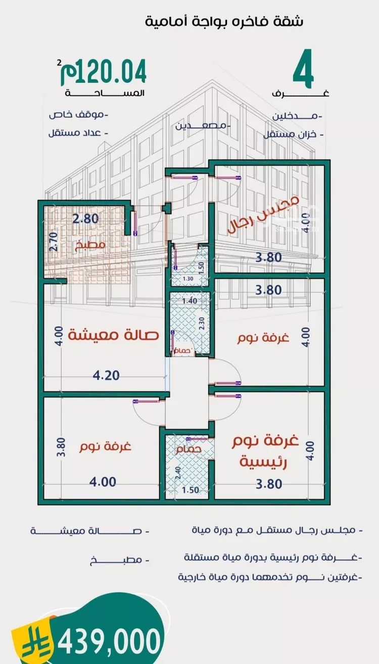 شقة للبيع في شارع عاصم ابن قيس, حي الربوة, مدينة جدة, منطقة مكة المكرمة صورة 4