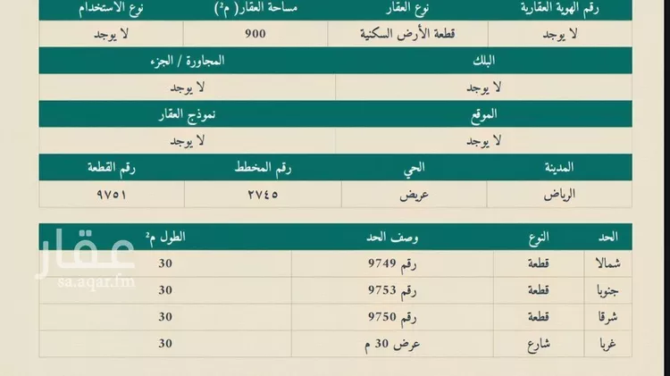 أرض للبيع في حي عريض, مدينة الرياض, منطقة الرياض صورة 2