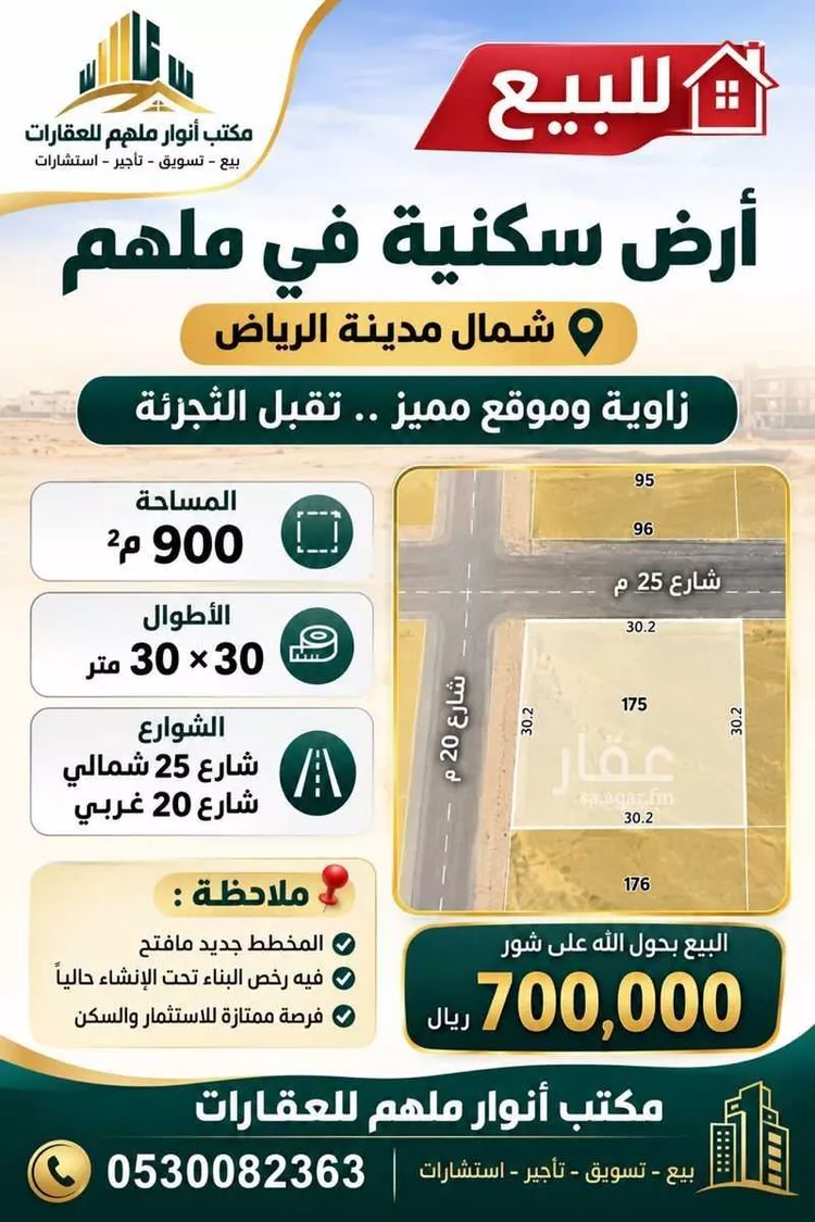 أرض للبيع في حي ملهم, مدينة ملهم, منطقة الرياض صورة 3