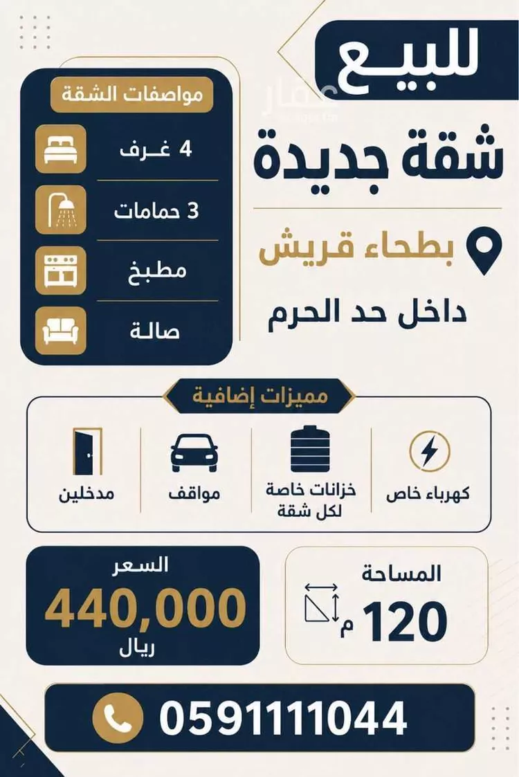 شقة للبيع في حي بطحاء قريش, مدينة مكة المكرمة, منطقة مكة المكرمة