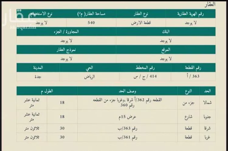 أرض للبيع في شارع سليمان بن بشار, حي الرياض, مدينة جدة, منطقة مكة المكرمة صورة 2