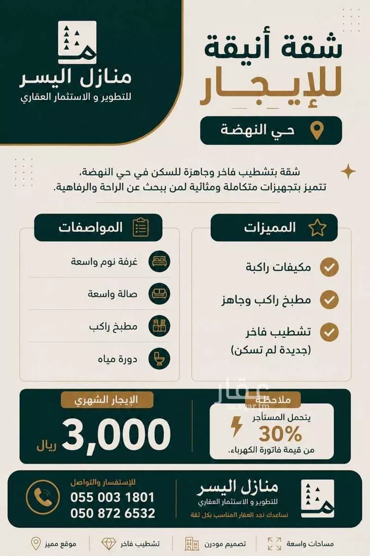 شقة للإيجار في شارع الحوط, حي النهضة, مدينة الرياض, منطقة الرياض