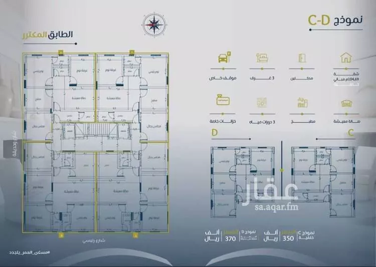 شقة للبيع في شارع الحسين ابن بشار المخرمي, حي الريان, مدينة جدة, منطقة مكة المكرمة