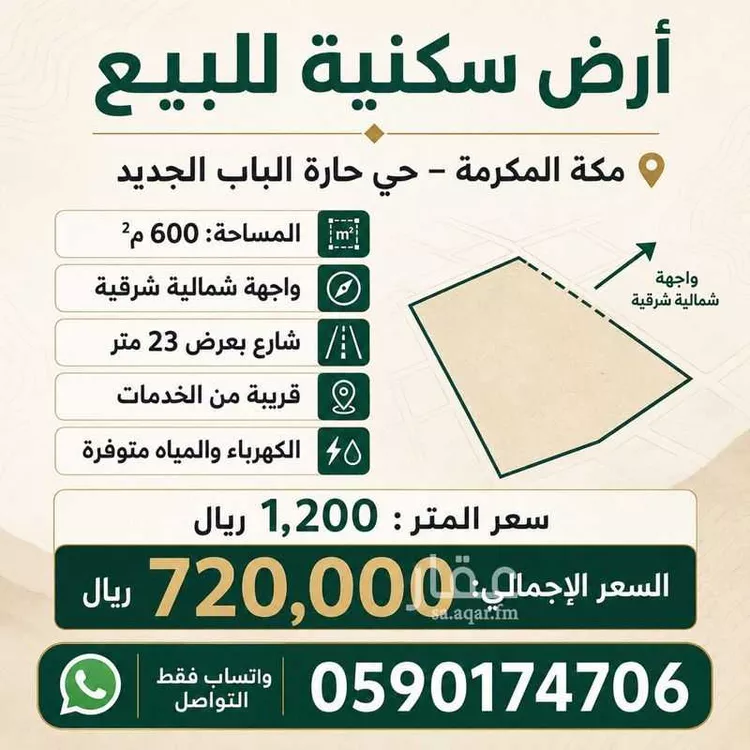 أرض للبيع في شارع الأمن, حي حارة الباب الجديد, مدينة مكة المكرمة, منطقة مكة المكرمة 1 صورة