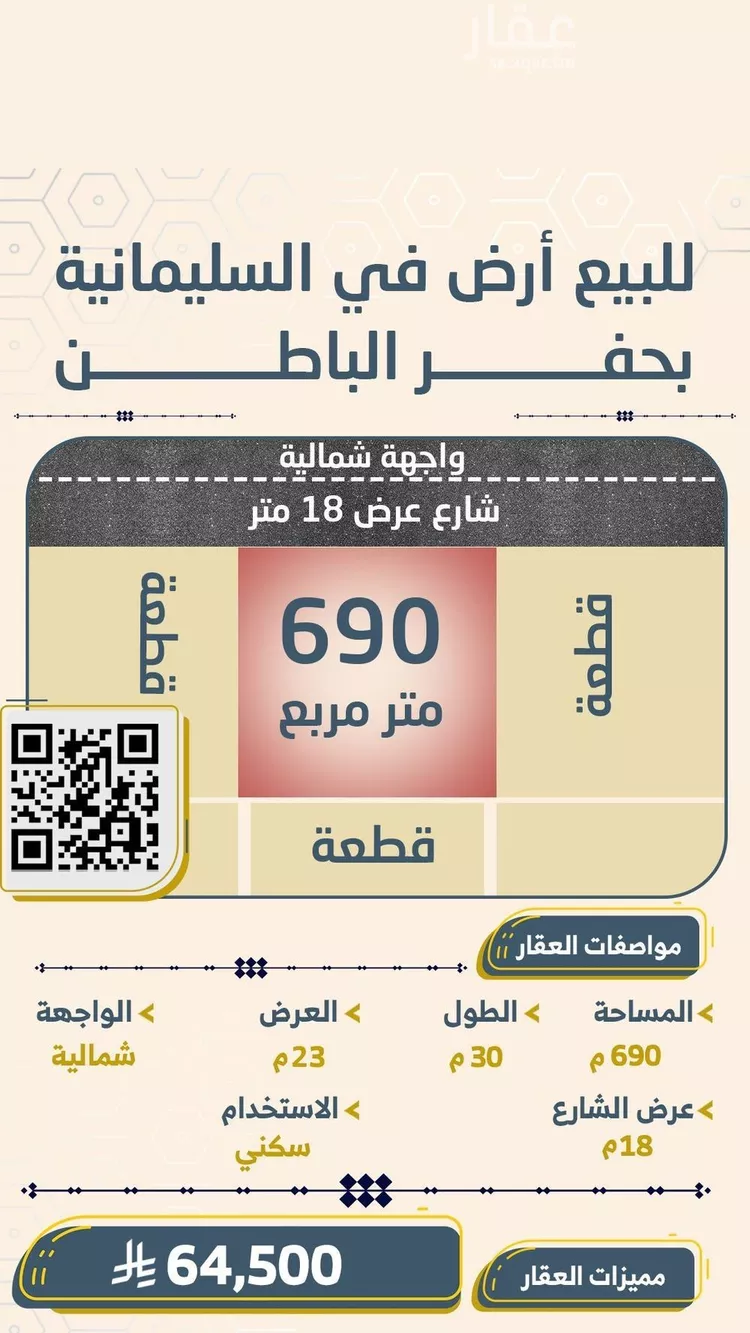 أرض للبيع في شارع السليمانية 326, حي السليمانية, مدينة حفر الباطن, المنطقة الشرقية