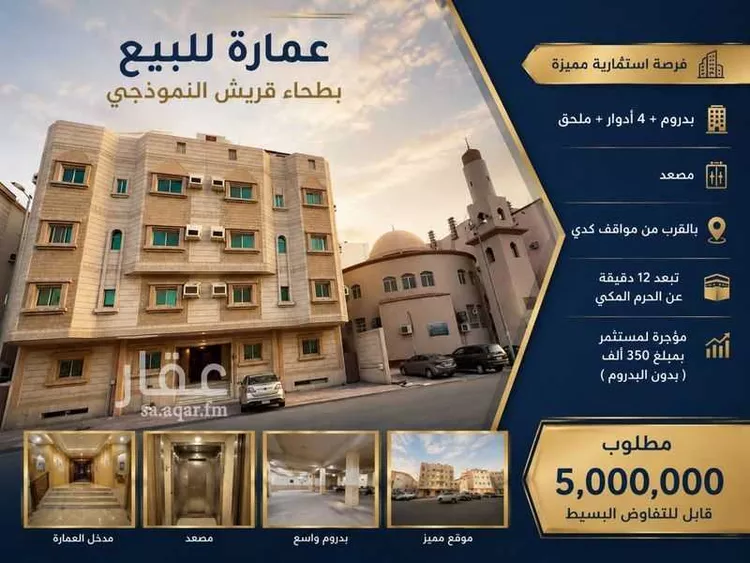 عمارة للبيع في شارع علي بن اسعد الخطيب, حي بطحاء قريش, مدينة مكة المكرمة, منطقة مكة المكرمة صورة 4