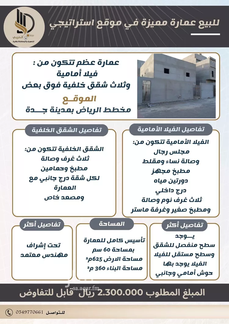 عمارة للبيع في شارع قطن, حي الرياض, مدينة جدة, منطقة مكة المكرمة