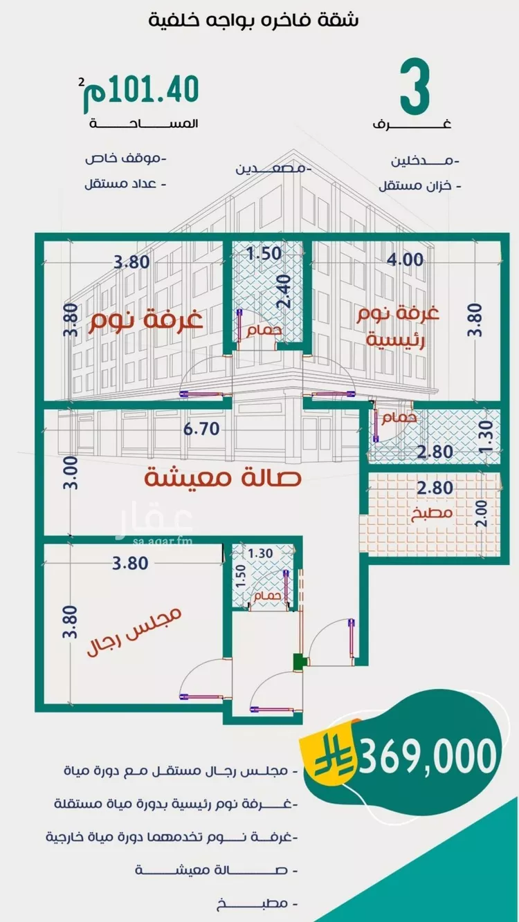 شقة للبيع في شارع عاصم ابن قيس, حي الربوة, مدينة جدة, منطقة مكة المكرمة