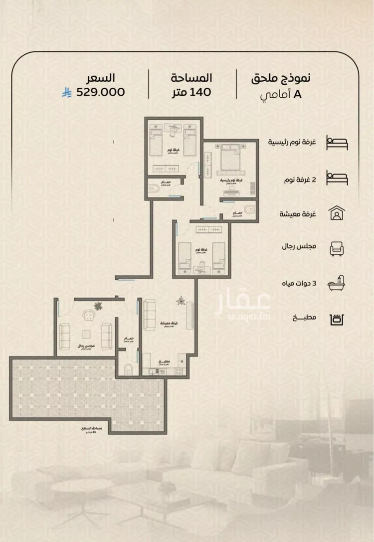 شقة للبيع في شارع عمر بن الحاجب, حي الريان, مدينة جدة, منطقة مكة المكرمة