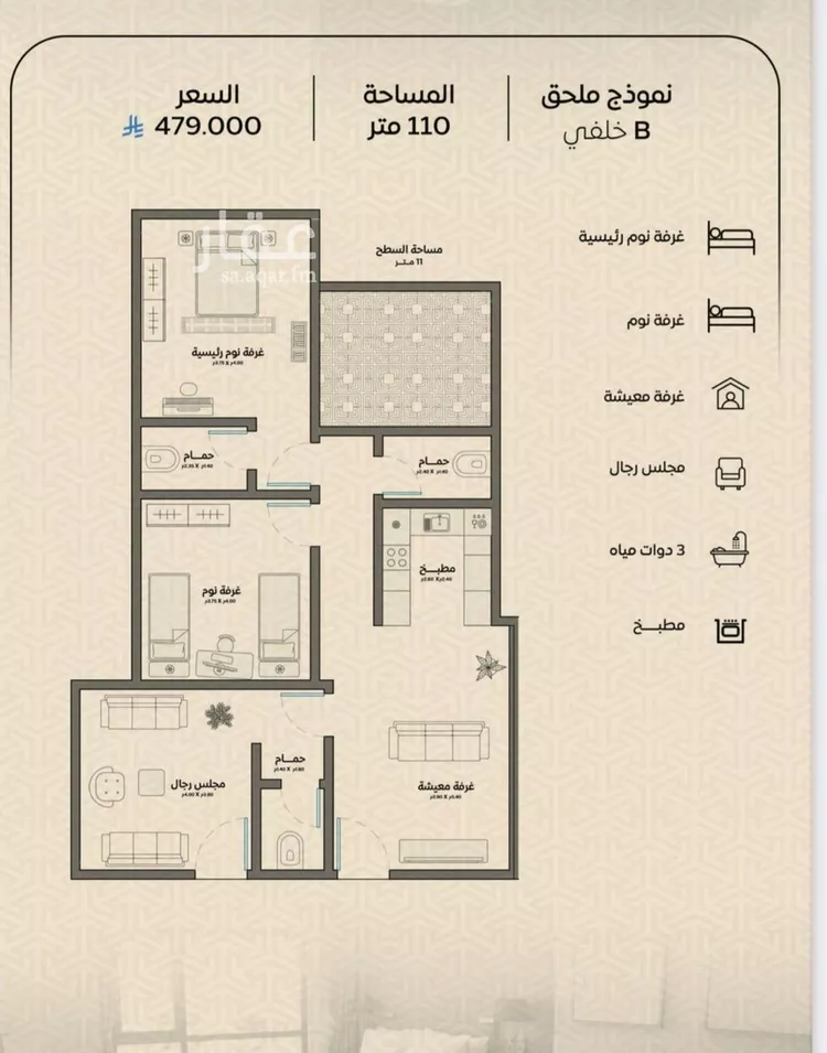 شقة للبيع في شارع عمر بن الحاجب, حي الريان, مدينة جدة, منطقة مكة المكرمة
