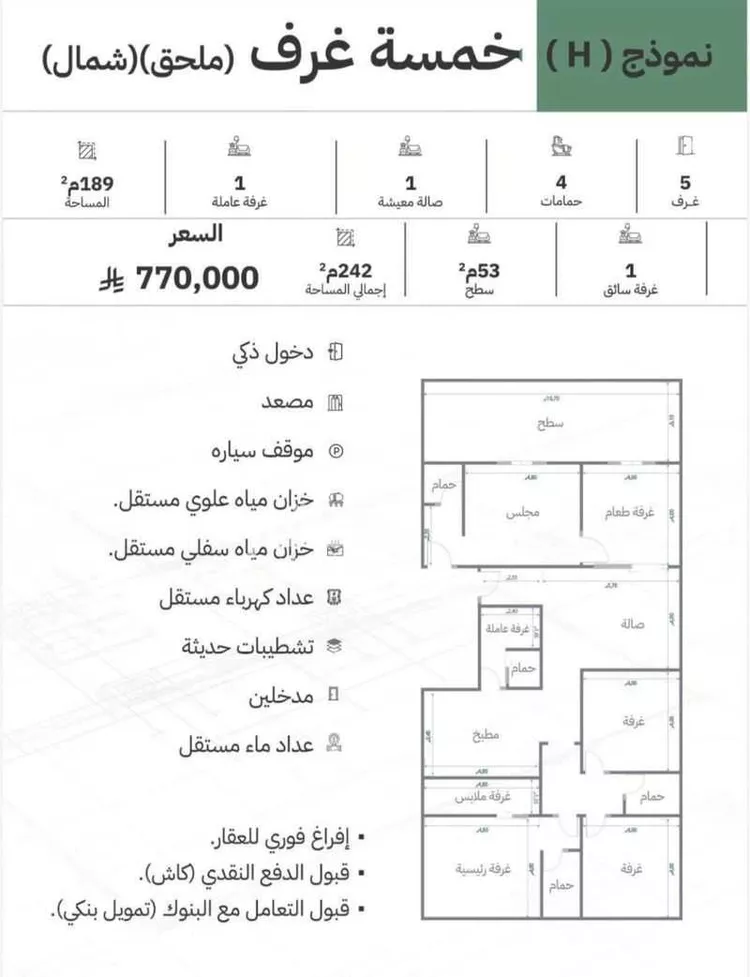 شقة للبيع في شارع هشام بن هبيرة, حي الريان, مدينة جدة, منطقة مكة المكرمة صورة 3