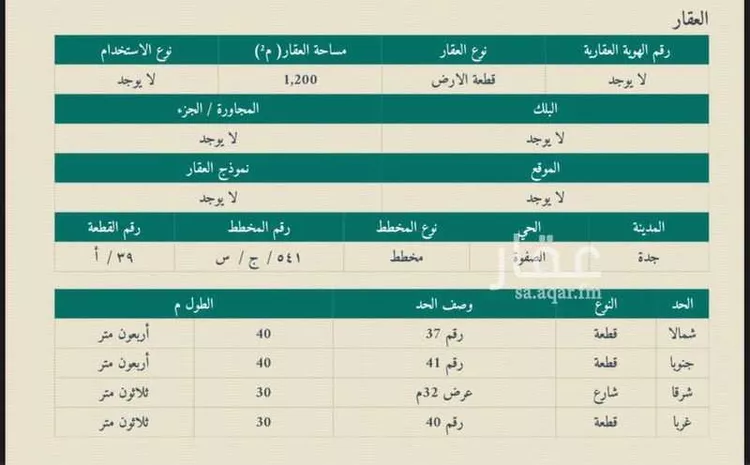 أرض للبيع في حي الصفوة, مدينة جدة, منطقة مكة المكرمة