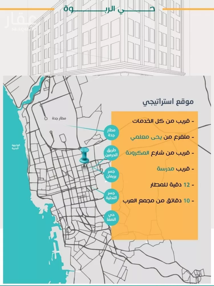 شقة للبيع في شارع عاصم ابن قيس, حي الربوة, مدينة جدة, منطقة مكة المكرمة صورة 3