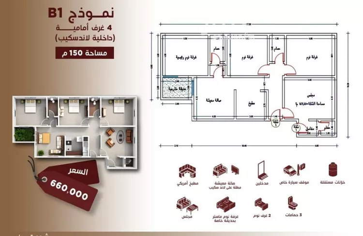 شقة للبيع في شارع ابن الرومي, حي الحمراء, مدينة جدة, منطقة مكة المكرمة صورة 2