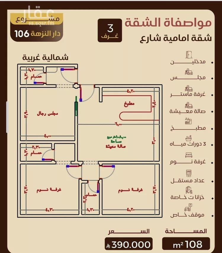 شقة للبيع في حي ، طريق الملك فهد ، حي النزهة ، جدة ، جدة