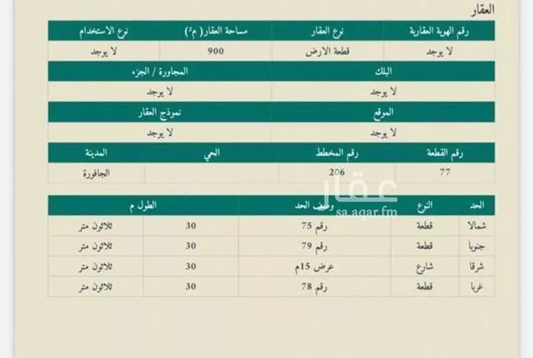 أرض للبيع في حي الجافوره, مدينة الجافوره, منطقة الرياض