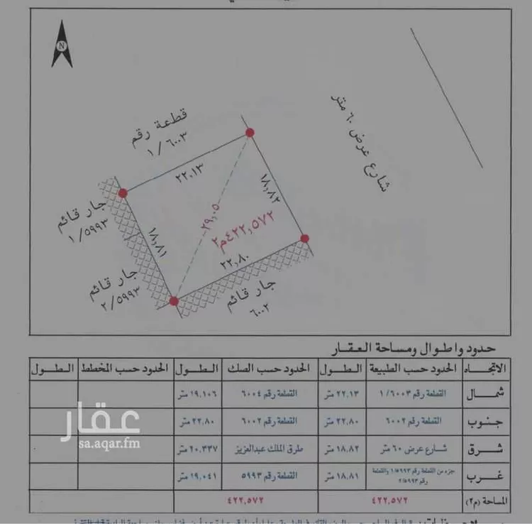 أرض للبيع في شارع الملك عبدالعزيز, حي الياسمين, مدينة الرياض, منطقة الرياض صورة 3