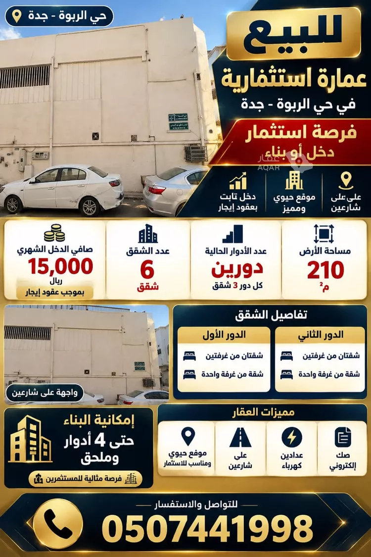 عمارة للبيع في شارع علي بن الرومي ، حي الربوة ، جدة ، جدة