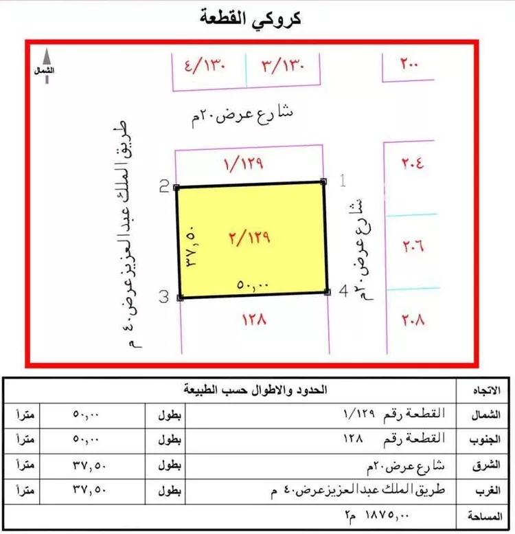 أرض للبيع في شارع الملك عبدالعزيز ابن عبدالرحمن سعود, حي الملك عبدالعزيز, مدينة الرياض, منطقة الرياض صورة 2