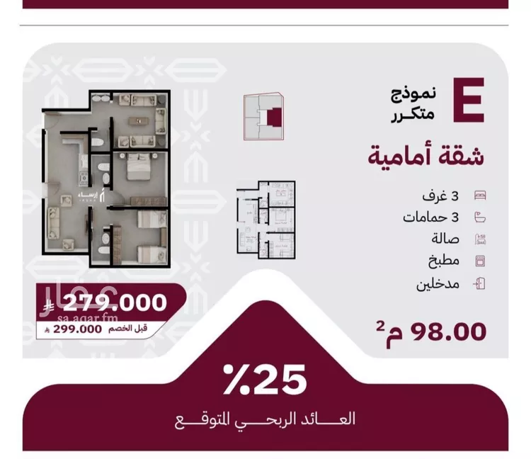 شقة للبيع في شارع عثمان ابن عوف, حي الريان, مدينة جدة, منطقة مكة المكرمة صورة 3