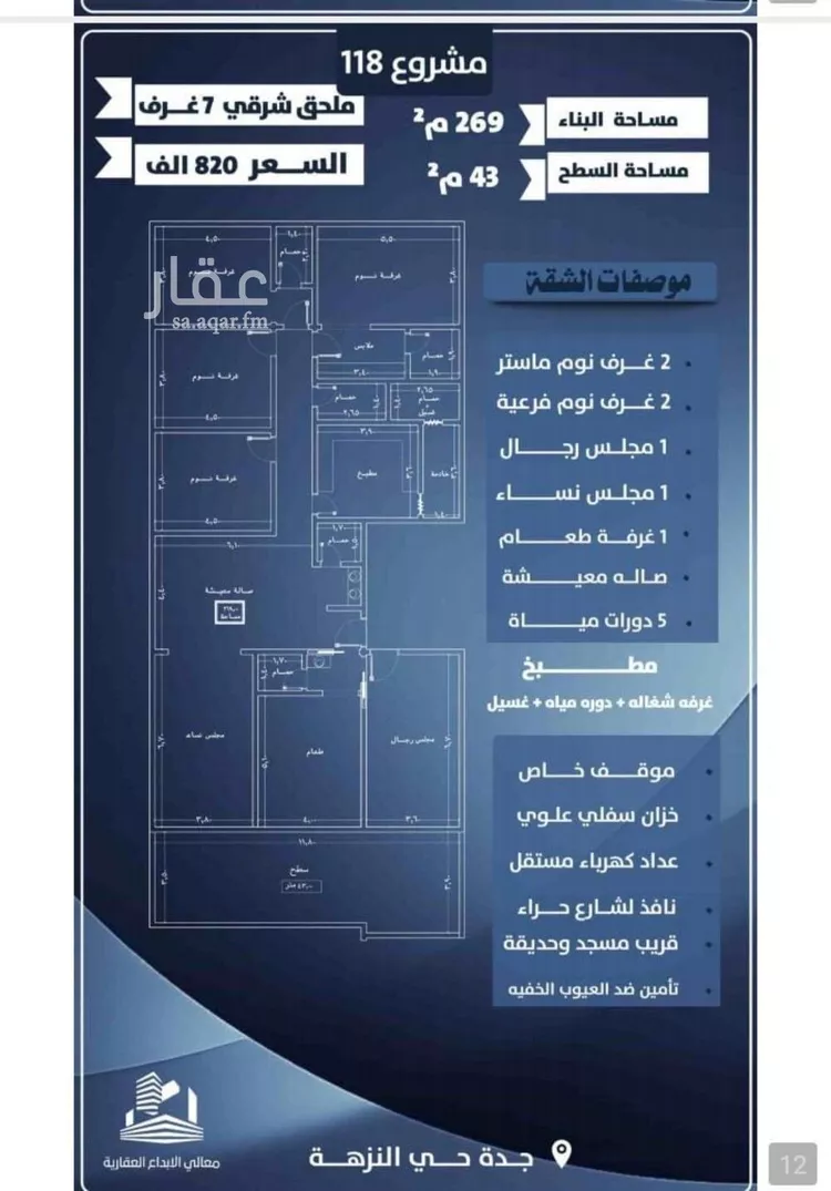 شقة للبيع في شارع محمد بن اسعد العظم, حي النزهة, مدينة جدة, منطقة مكة المكرمة