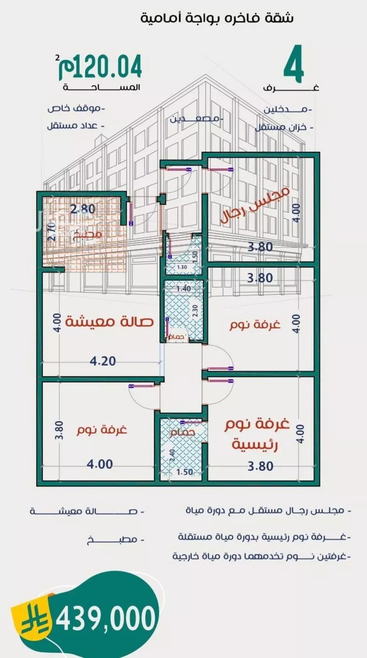 شقة للبيع في شارع عاصم ابن قيس, حي الربوة, مدينة جدة, منطقة مكة المكرمة صورة 4