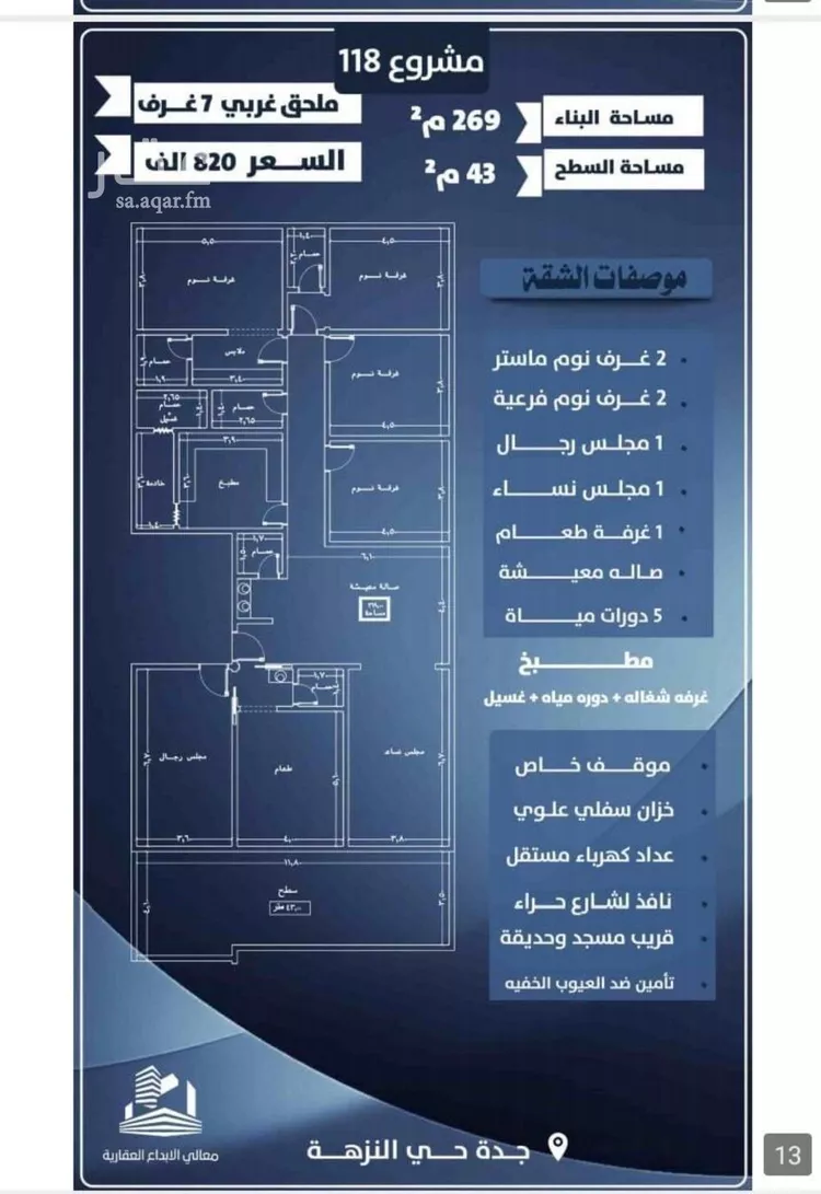 شقة للبيع في شارع محمد بن اسعد العظم, حي النزهة, مدينة جدة, منطقة مكة المكرمة صورة 3
