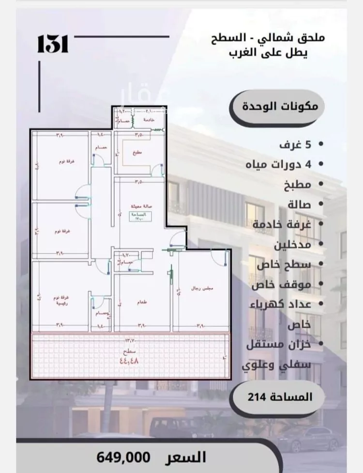 شقة للبيع في شارع الامير عبدالمجيد, حي الصواري, مدينة جدة, منطقة مكة المكرمة صورة 5