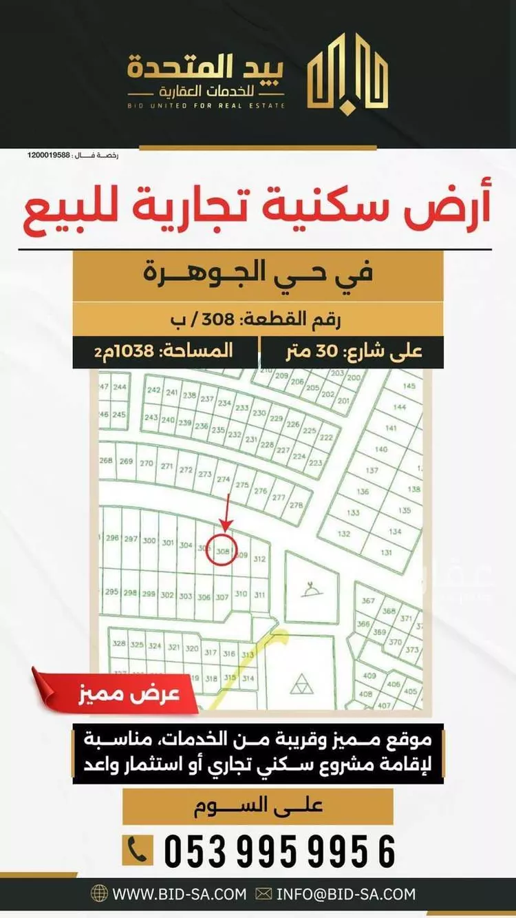 أرض للبيع في شارع الامير مشاري ابن عبدالعزيز, حي الجوهرة, مدينة عرعر, منطقة الحدود الشماليه