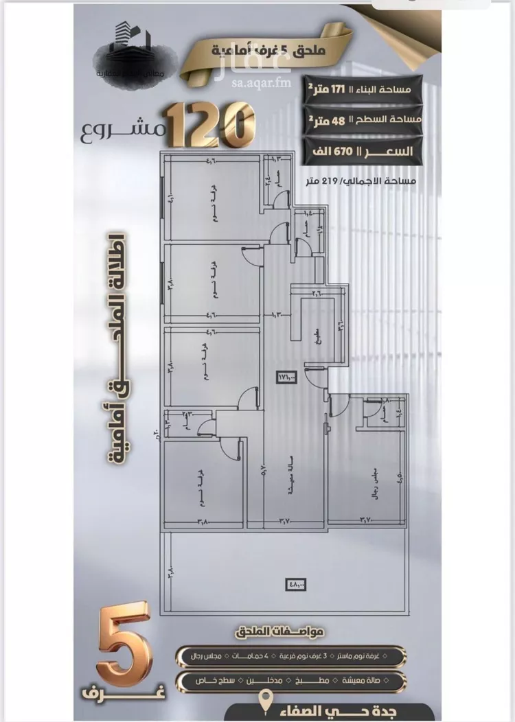 شقة للبيع في شارع جعفر ابن أبي الحكم, حي الصفاء, مدينة جدة, منطقة مكة المكرمة