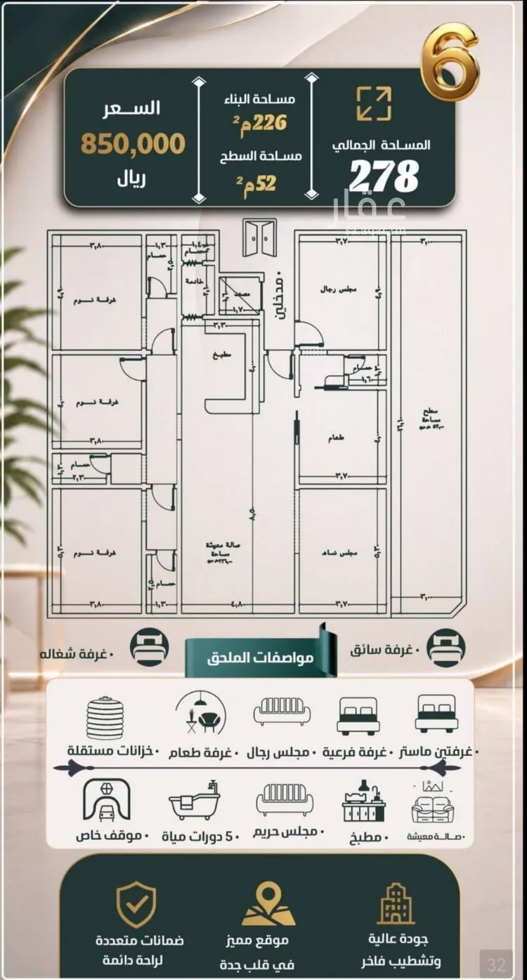 Apartment for Sale in Jeddah An Nuzhah